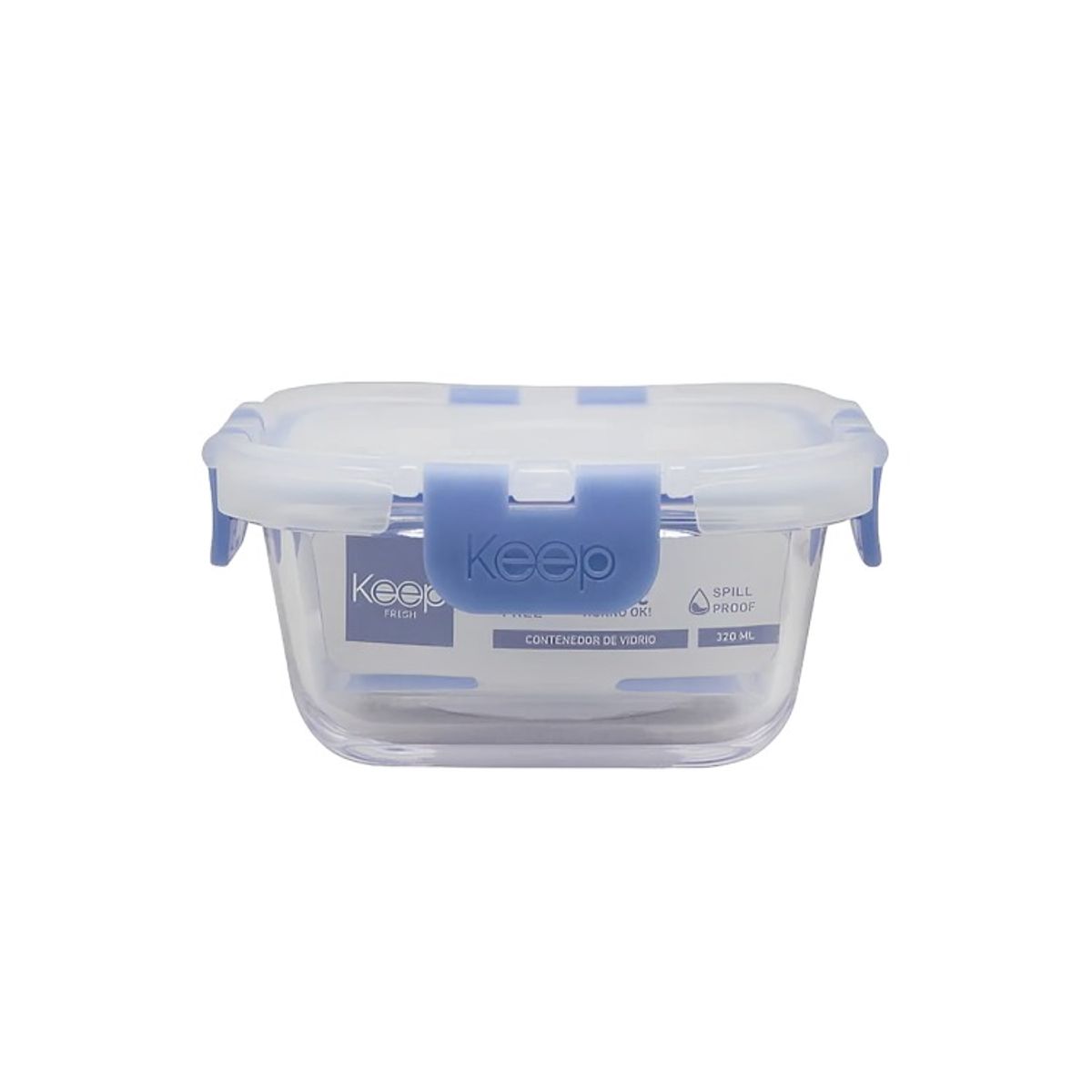 KEEP - HERMETICO CUADRADO 320ML GLASS KEEP AZUL