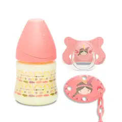 SUAVINEX - PACK CHUPETE SILICONA +4-18M + BROCHE + MAMADERA 150 ML