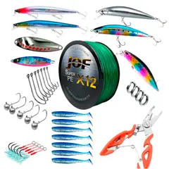 GENERICO - Kit Para Pesca De Mar Hilos señuelos accesorios 32 Psc
