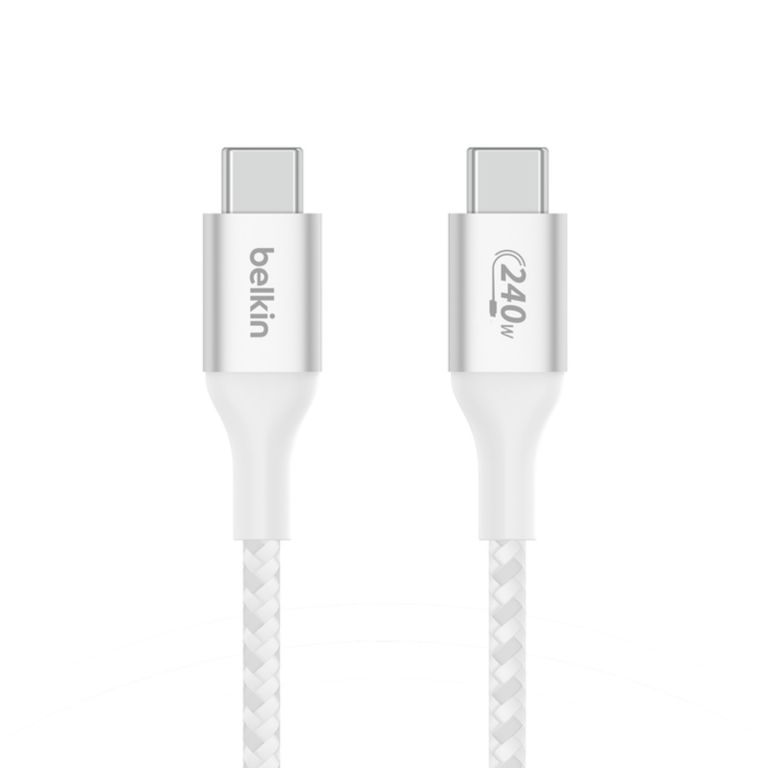 Cable USB-C a USB-C 240W de 2.0 Mt trenzado Blanco