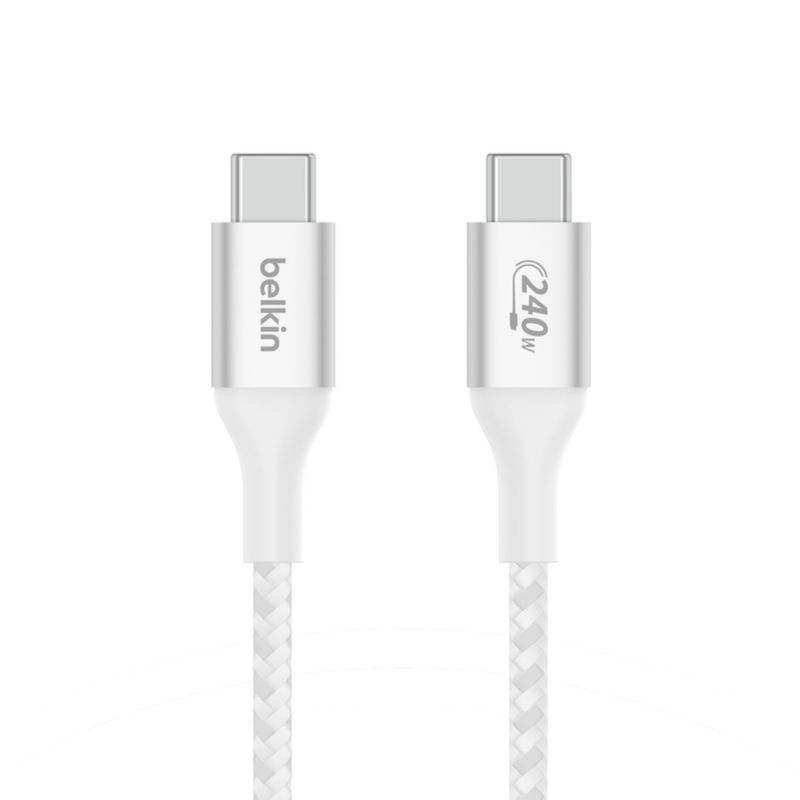 BELKIN - Cable USB-C a USB-C 240W de 2.0 Mt trenzado Belkin Blanco