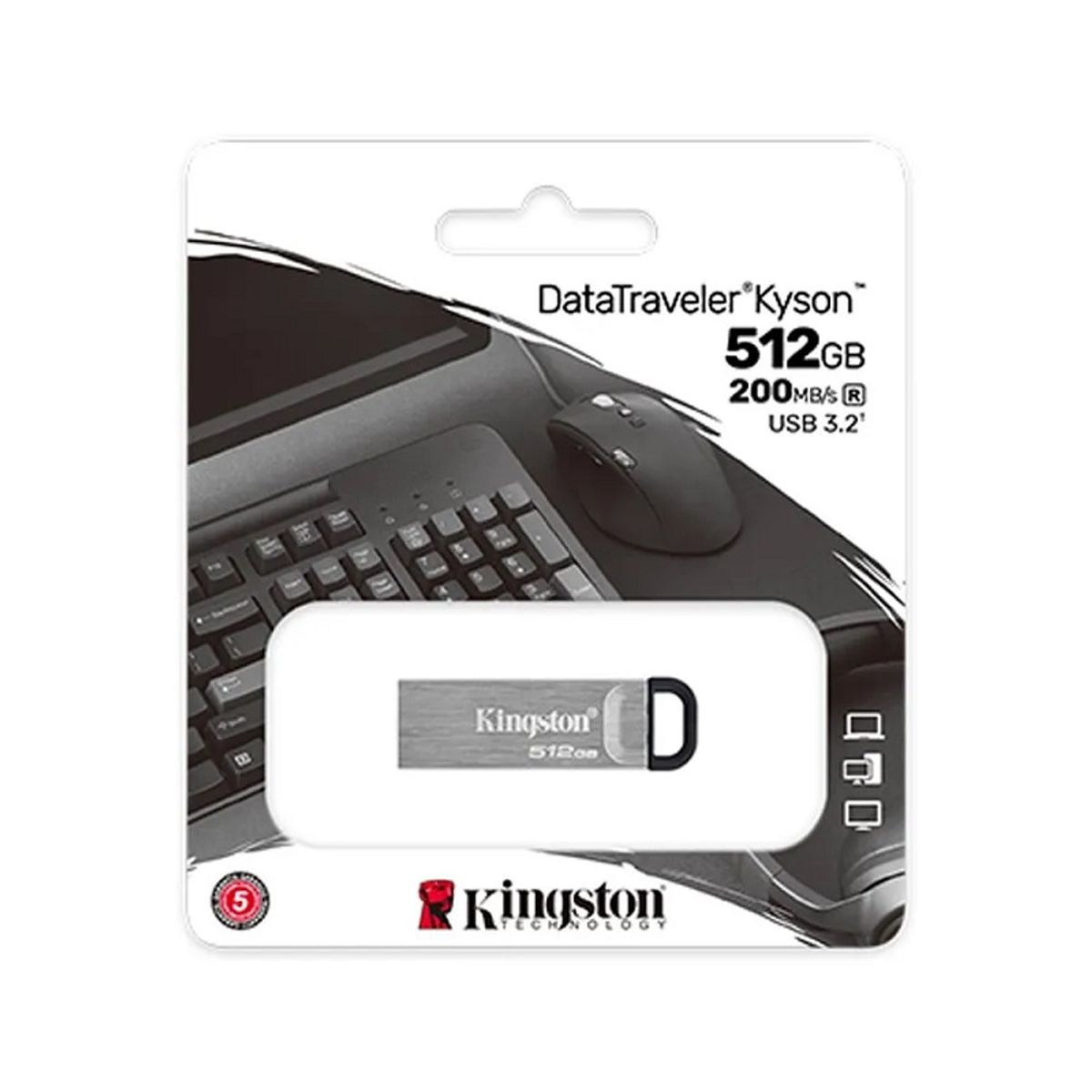 KINGSTON - Pendrive Kingston DataTraveler Kyson 512Gb 200Mb/S Metal Us DTKN/512GB