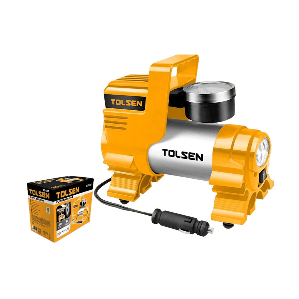 TOLSEN - INFLADOR DE NEUMATICOS 12V 120W 30LMIN TOLSEN