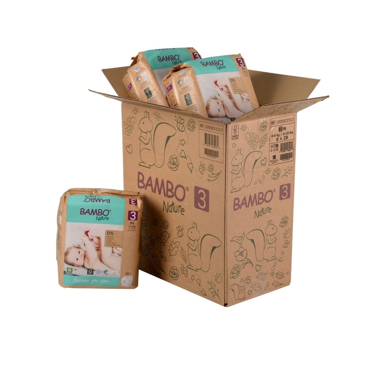 BAMBO NATURE - Caja Pañal Ecológico Bambo Nature 3 (4-8 Kg) -168 Unid