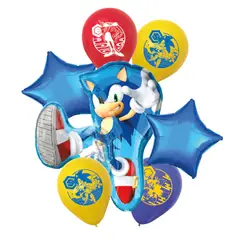 PARTY EXPRESS - Set De Globos Mylar Sonic El Erizo 7pcs Decoración Party