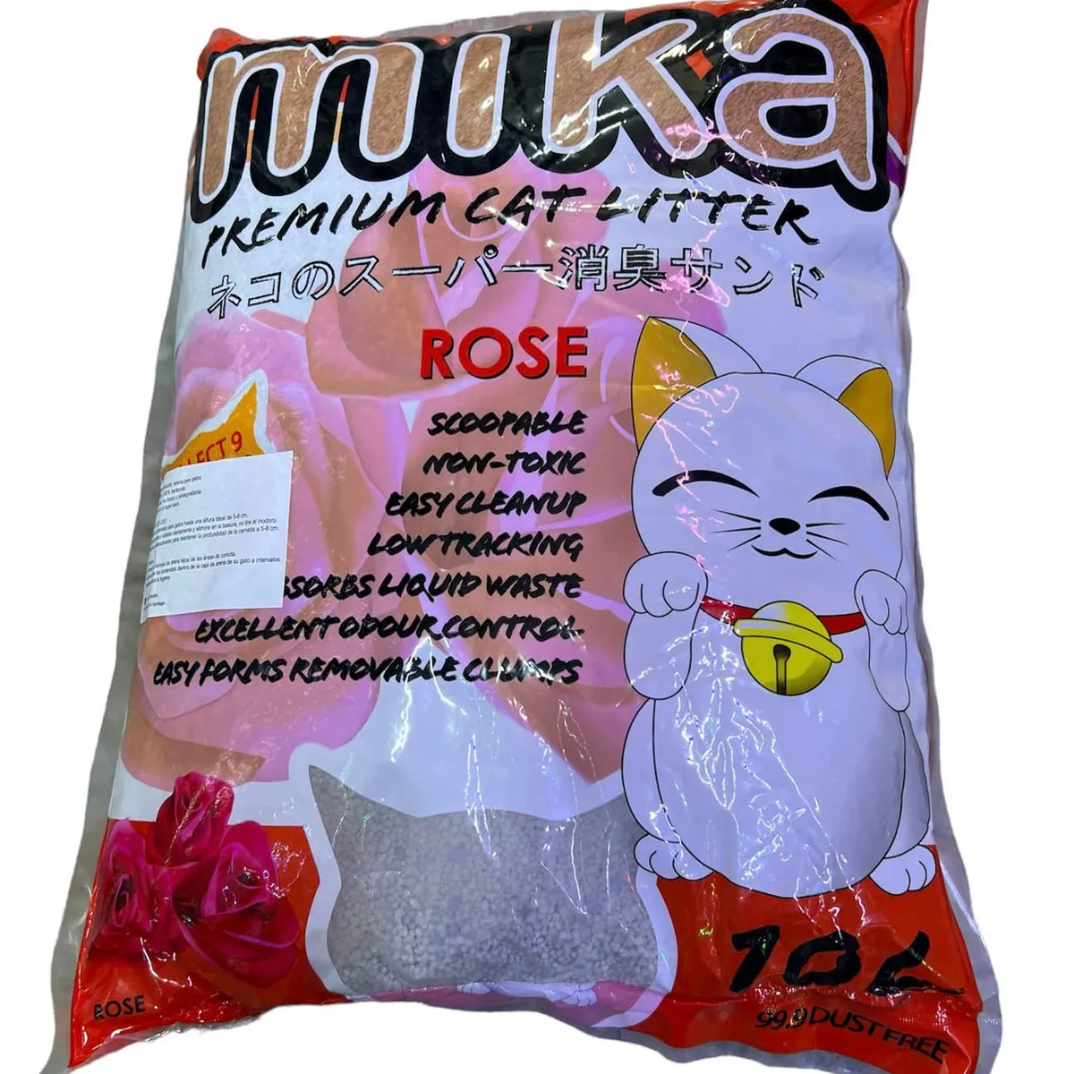 GENERICO - Arena Para Gato Aglutinante Premium Mika Aroma Rosas 10l 8kg