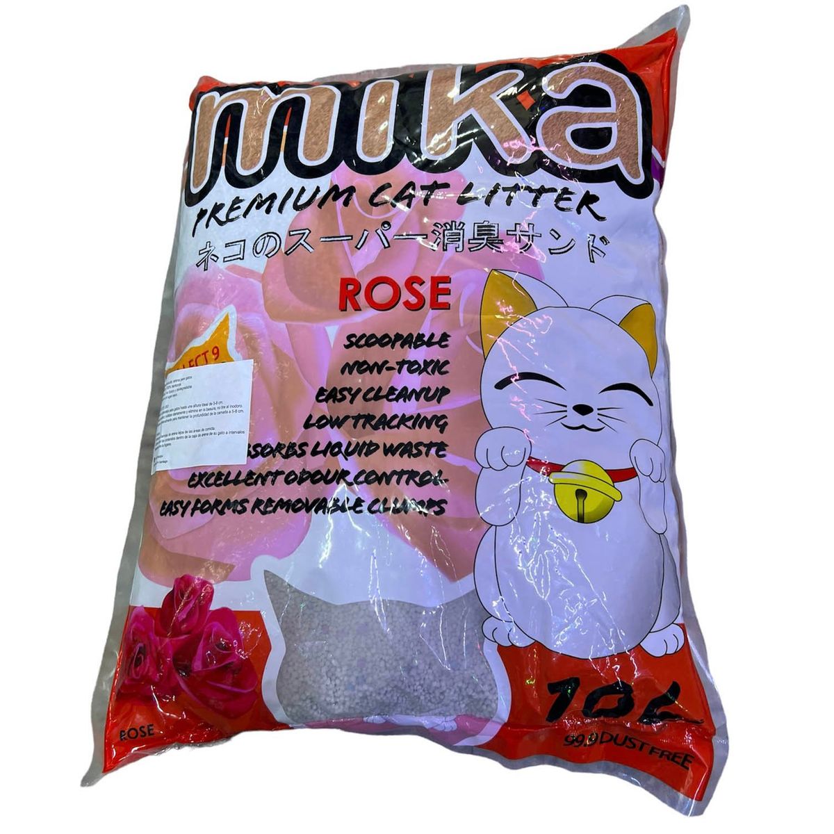 GENERICO - Arena Para Gato Aglutinante Premium Mika Aroma Rosas 10l 8kg