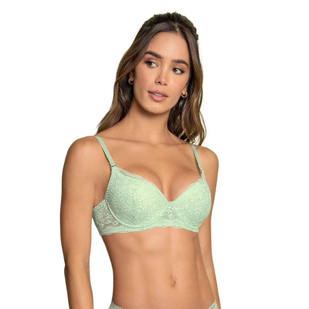 LEONISA - Sostén de Realce Suave en Encaje 71326 Verde Claro