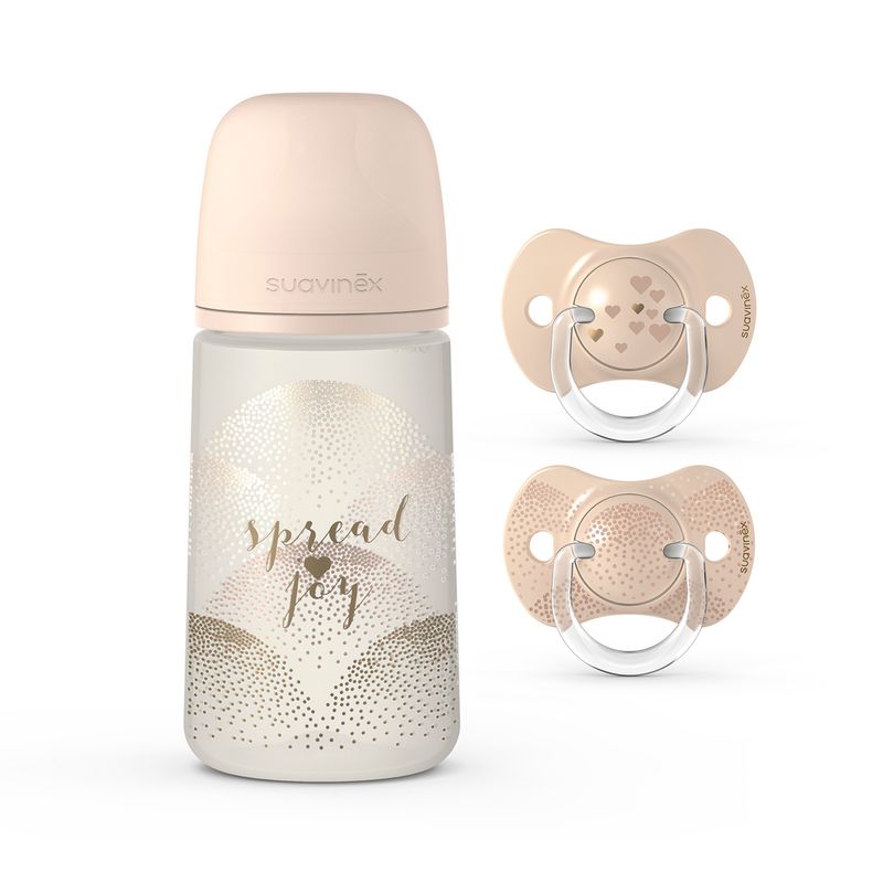 SUAVINEX - PACK MAMADERA 270ML FISIÓLOGICA + CHUPETE 6-18M 2U BEIGE