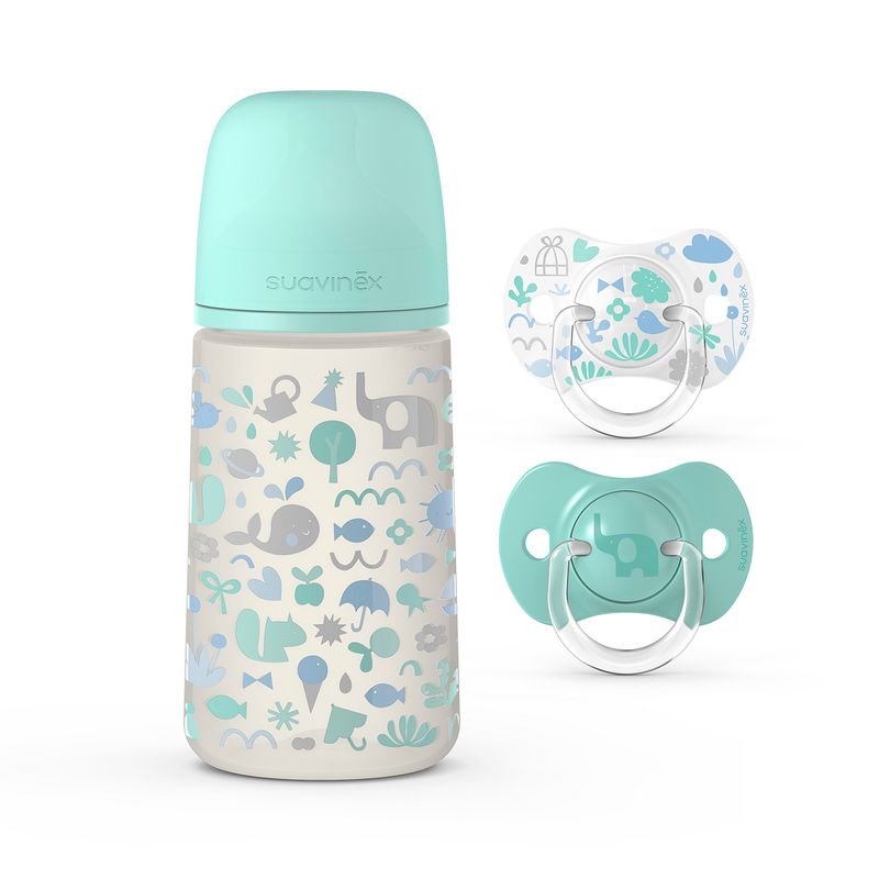 SUAVINEX - PACK MAMADERA 270ML FISIÓLOGICA + CHUPETE 6-18M 2U VERDE