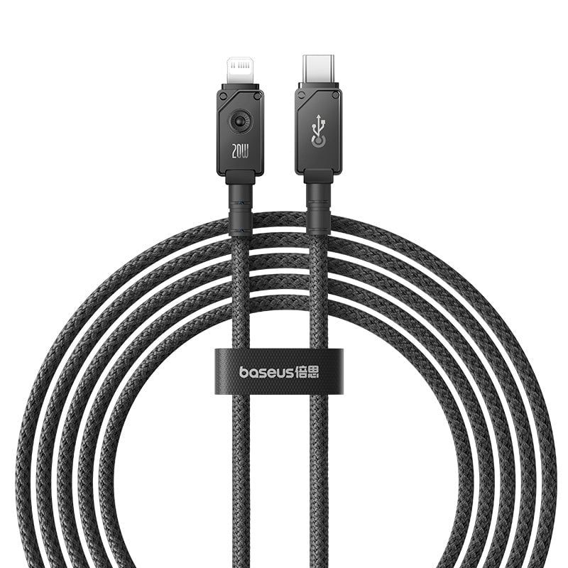 BASEUS - Cable Carga Rápida Baseus Tipo C a Lightning 2 m 20W Negro