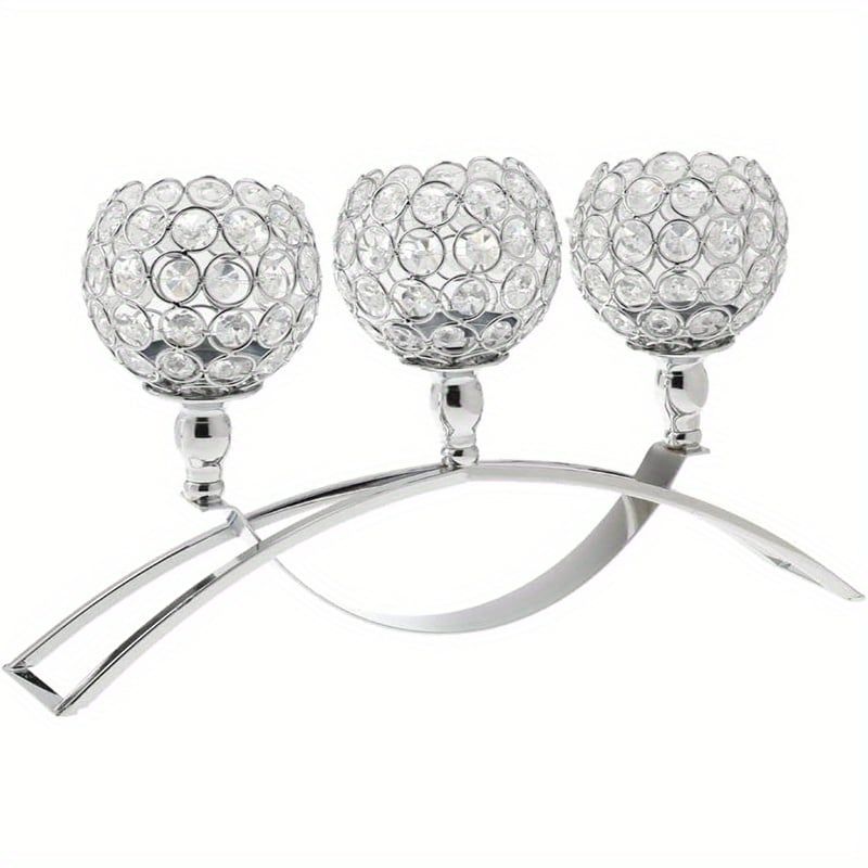 VATYERTY - Candelabros de cristal de 3 brazos  cuencos candelabros candelitas plata
