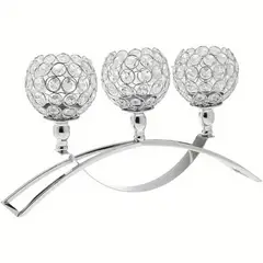 VATYERTY - Candelabros de cristal de 3 brazos cuencos candelabros candelitas plata