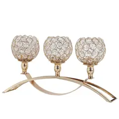 VATYERTY - Candelabros de cristal de 3 brazos cuencos candelabros candelitas oro