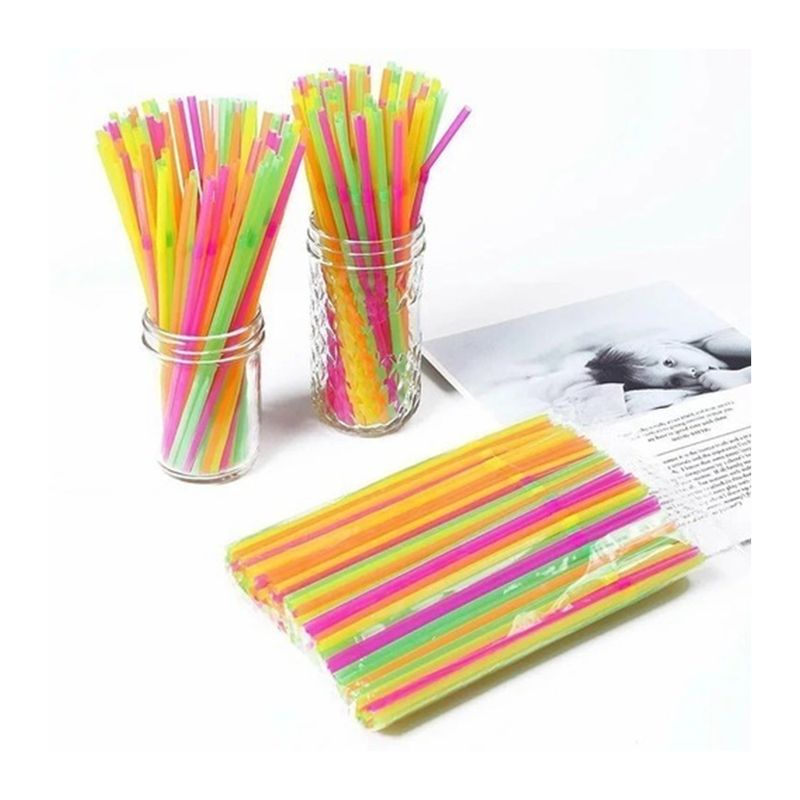 GENERICO - Bombilla Plasticas De Colores 100 Unidades Desechable