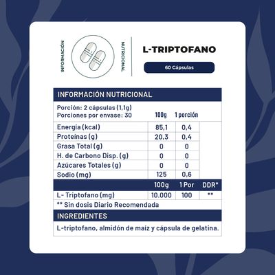 Imagen 2 del producto L Triptófano 60 Cápsulas 100 mg Descanso -Buen Dormir Karun Life