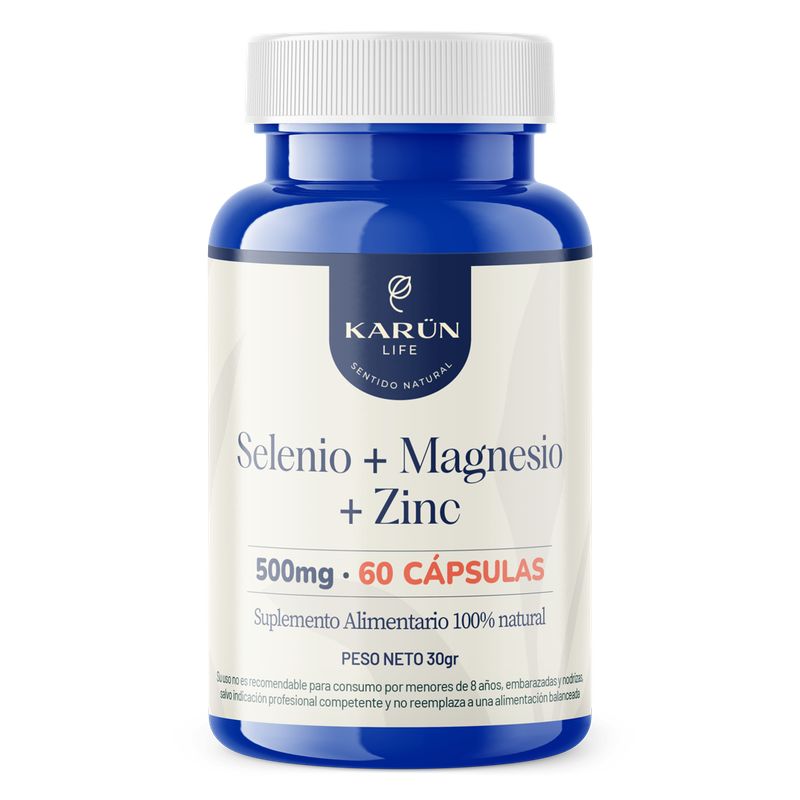 KARUNLIFE - Selenio + Magnesio + Zinc 500 Mg 60 Capsulas