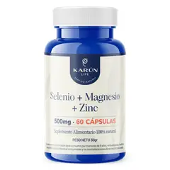 KARUNLIFE - Selenio + Magnesio + Zinc 500 Mg 60 Capsulas