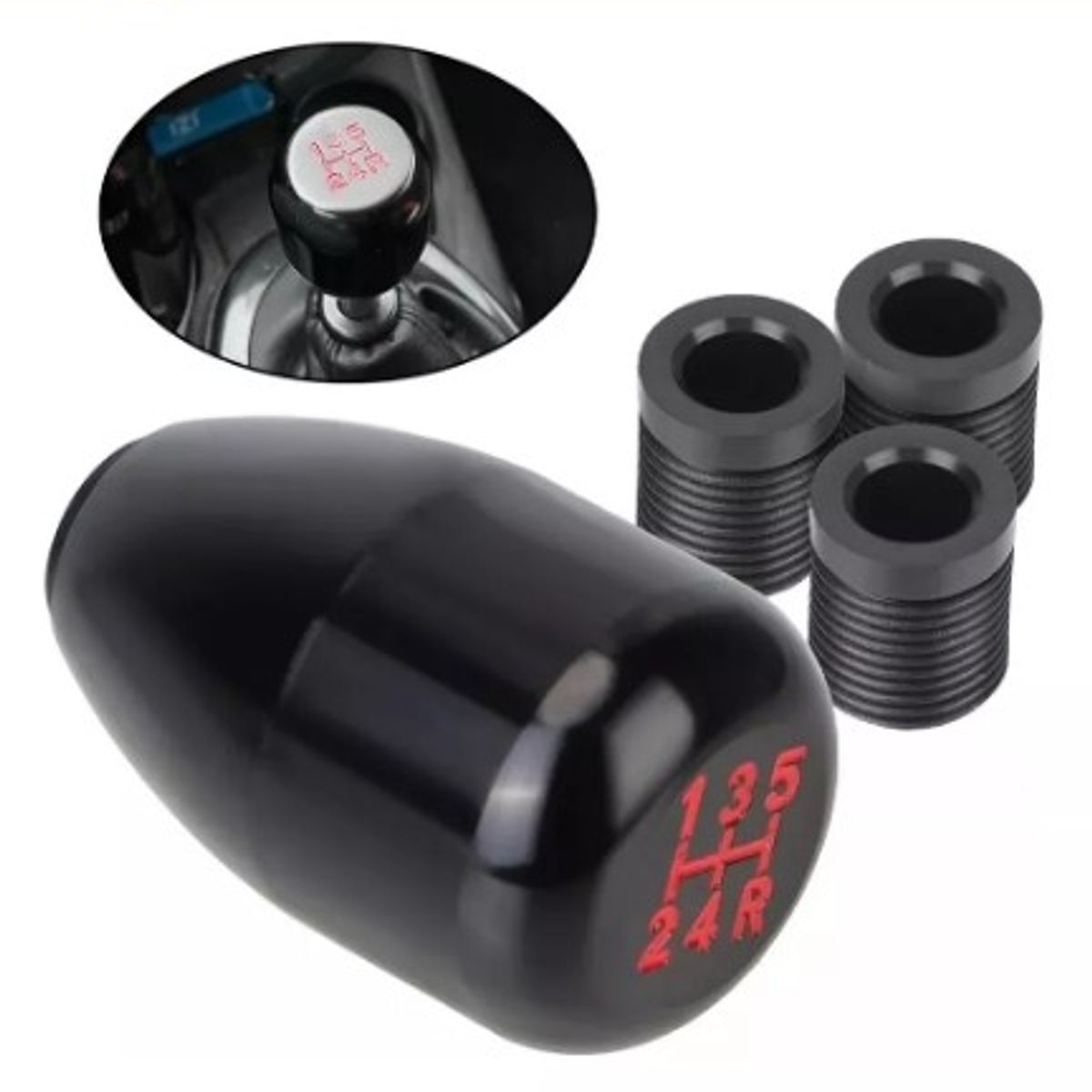 Pomo Palanca Cambios Color Negro 5ta Tuning Universal, marca GENERICO - Foto Principal