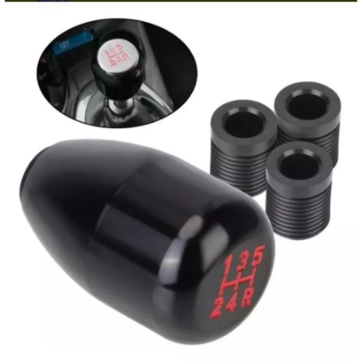 Pomo Palanca Cambios Color Negro 5ta Tuning Universal, marca GENERICO - Foto Principal