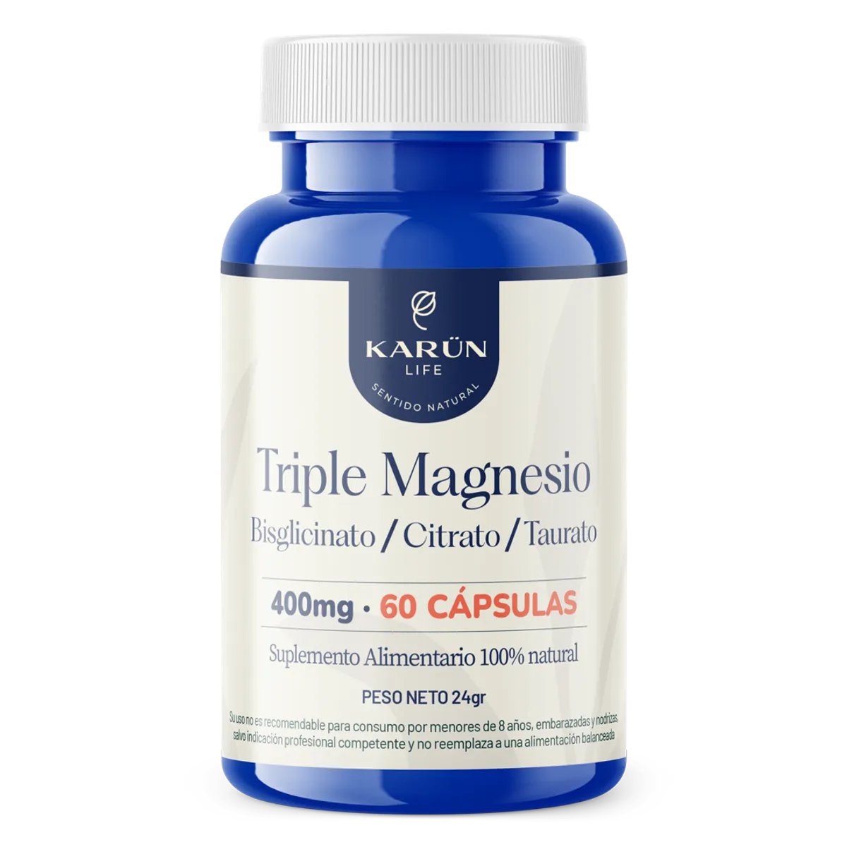 KARUNLIFE - Triple Magnesio - Bisglicinato Citrato y Taurato 400mg Karun Life