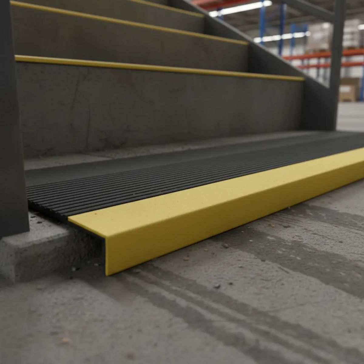 QRUBBER - Grada estriada 121cm *32cm *4mm Negro/Amarillo QRubber