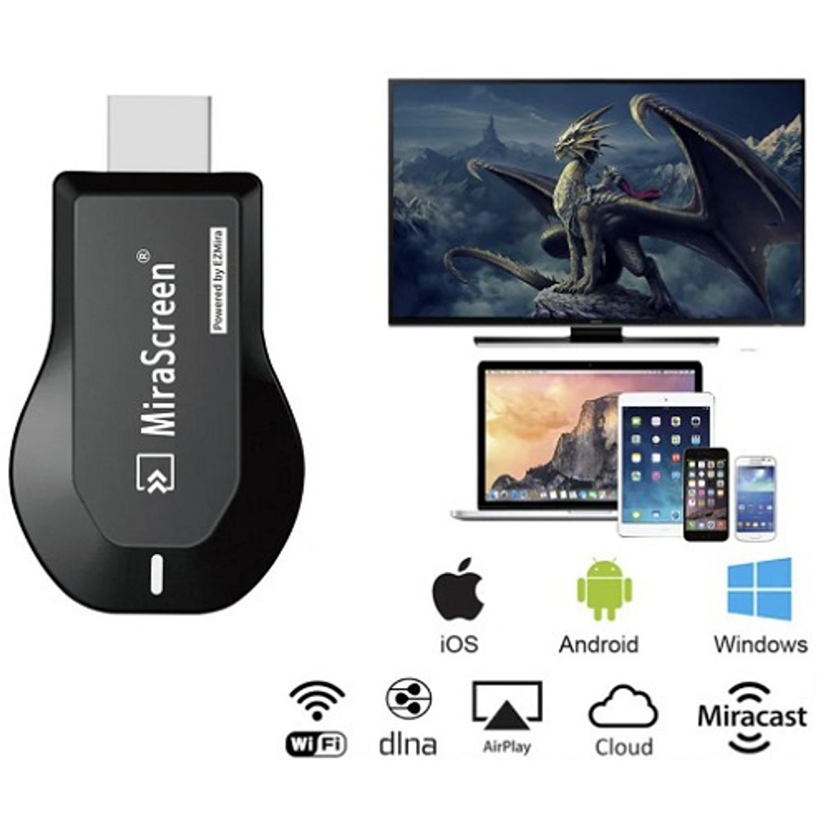GENERICO - Miracast Dongle para TV 1080P