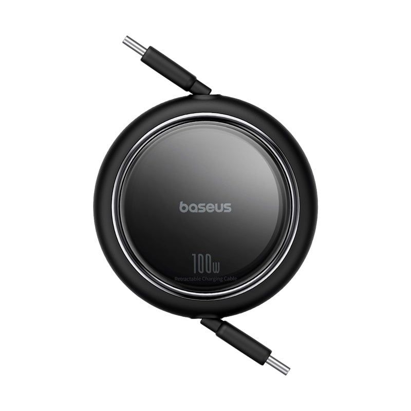 BASEUS - Cable Retráctil Bidireccional Baseus Tipo C a Tipo C de 1 m 100W Negro