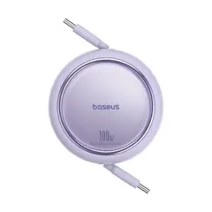 BASEUS - Cable Retráctil Bidireccional Tipo C a Tipo C 1 m 100W Púrpura