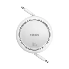 BASEUS - Cable Retráctil Bidireccional Tipo C a Tipo C 1 m 100W Blanco