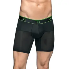 LEO - Bóxer medio de secado rápido con mallas transpirables en microfibra 033272N Negro Con Verde Claro