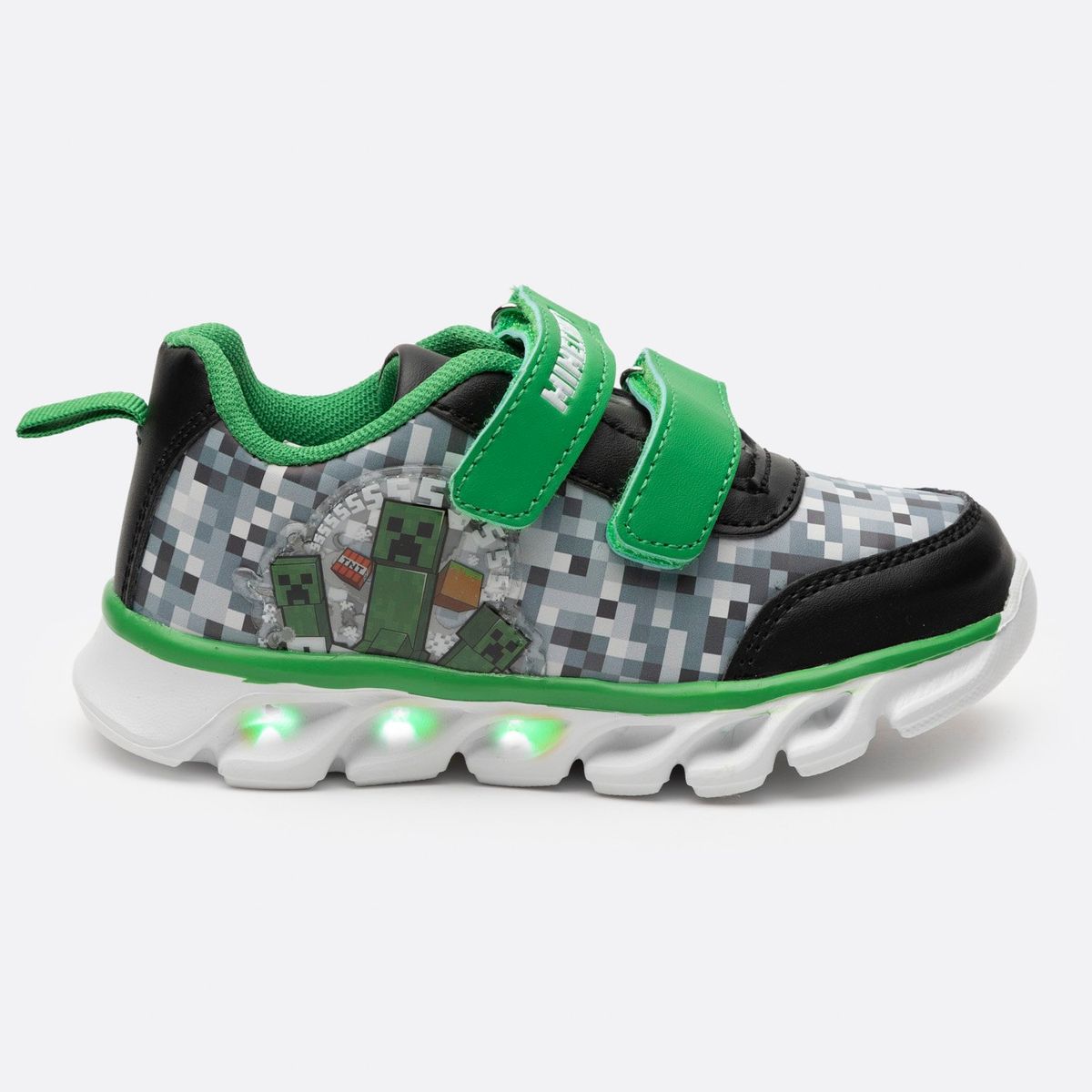 MINECRAFT - Zapatilla Con Luces Niño Creepers Verde Minecraft