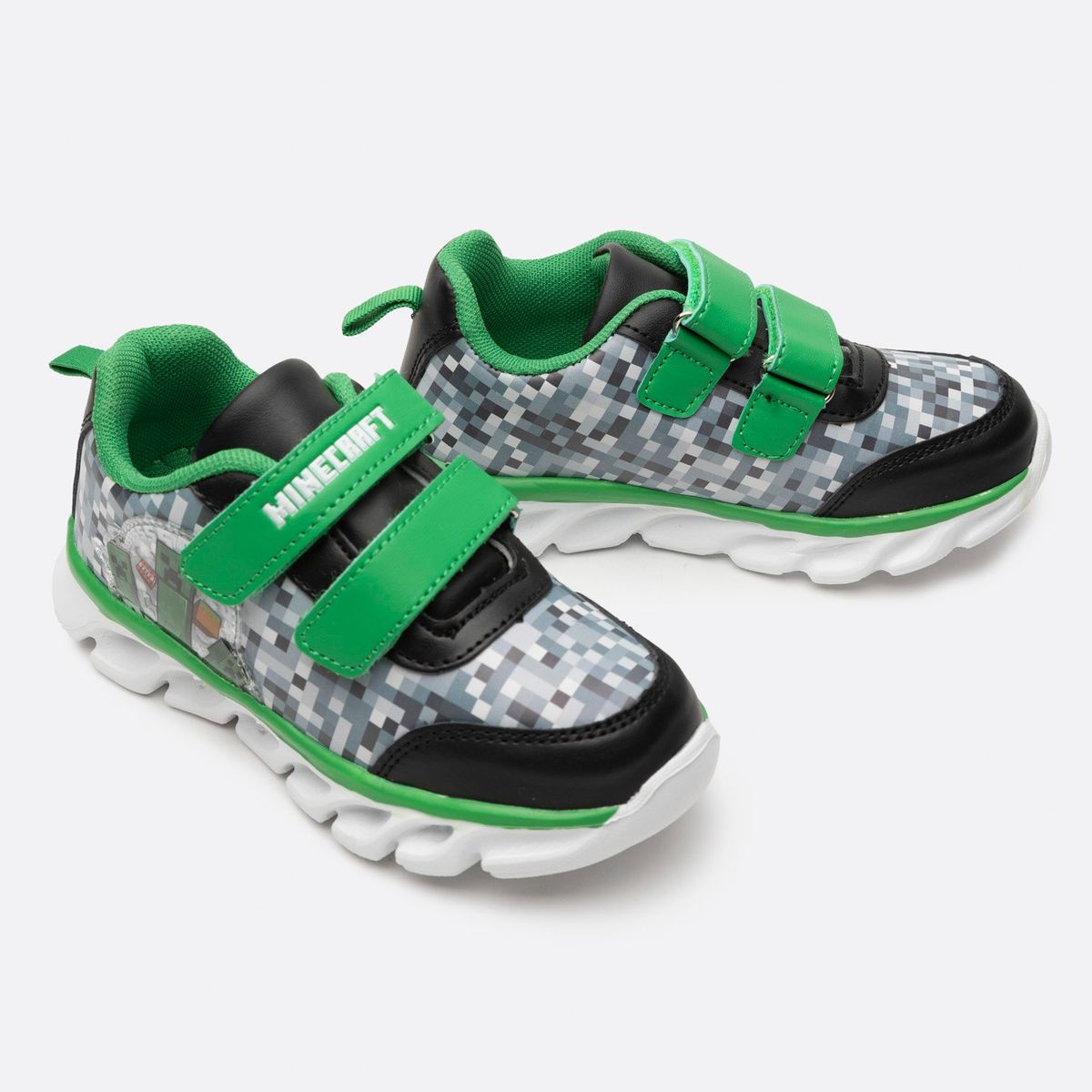 MINECRAFT - Zapatilla Con Luces Niño Creepers Verde Minecraft