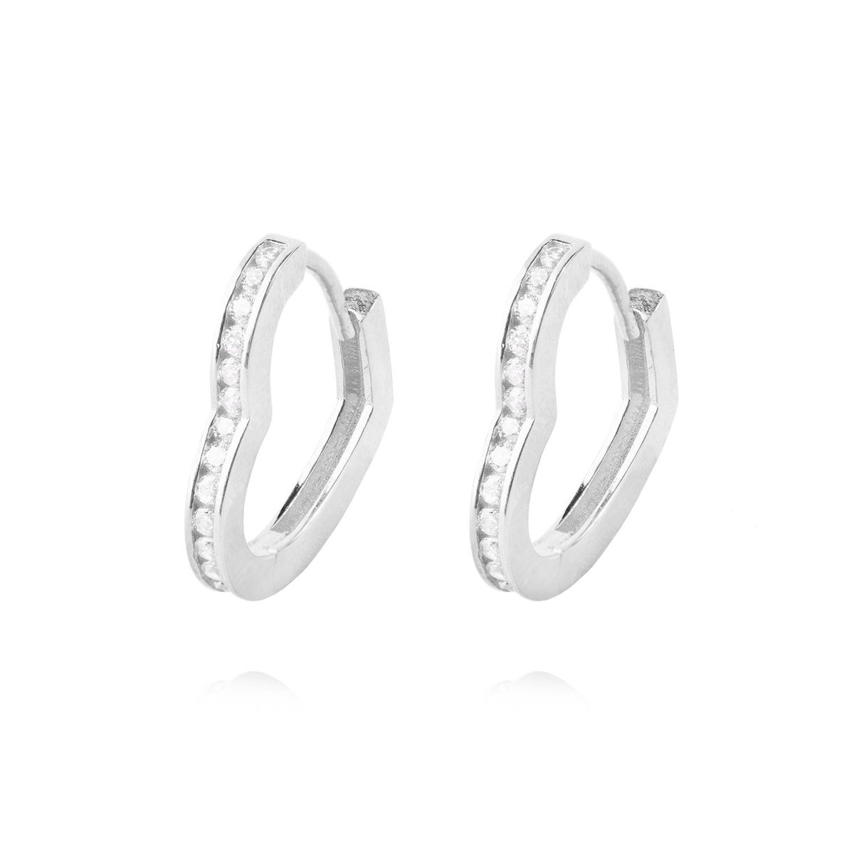 JB JOYAS BARON - Aros Oro Blanco 18kt Corazón Circonitas