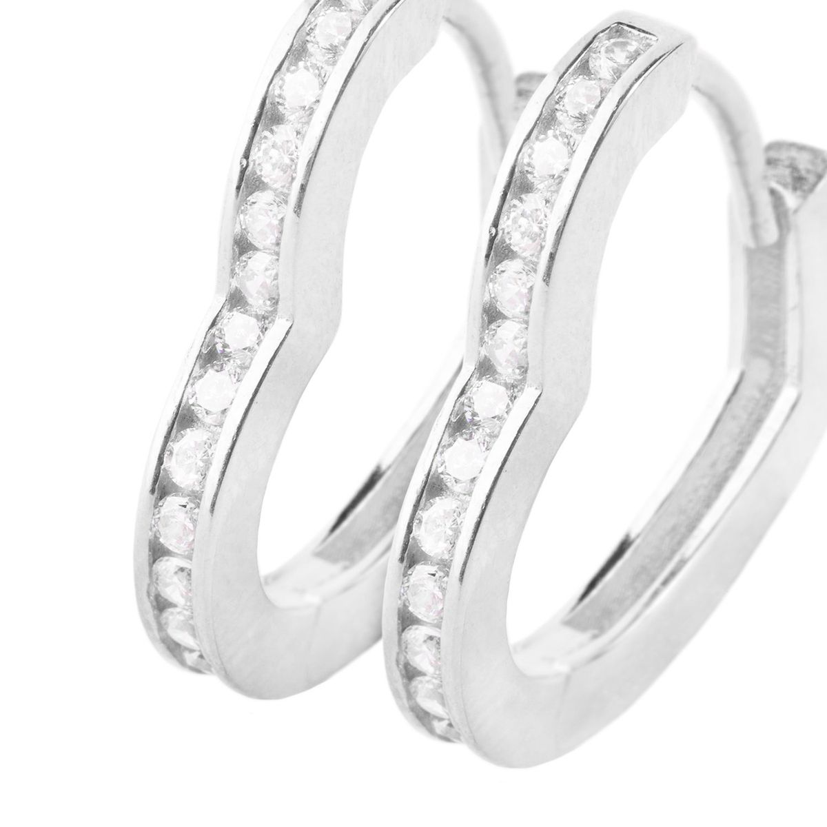 JB JOYAS BARON - Aros Oro Blanco 18kt Corazón Circonitas