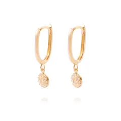 JB JOYAS BARON - Aros de Oro 18kt Botón Colgante