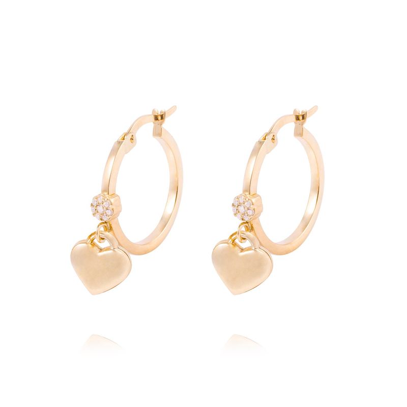 JB JOYAS BARON - Aros Oro Amarillo 18kt Corazones Colgantes