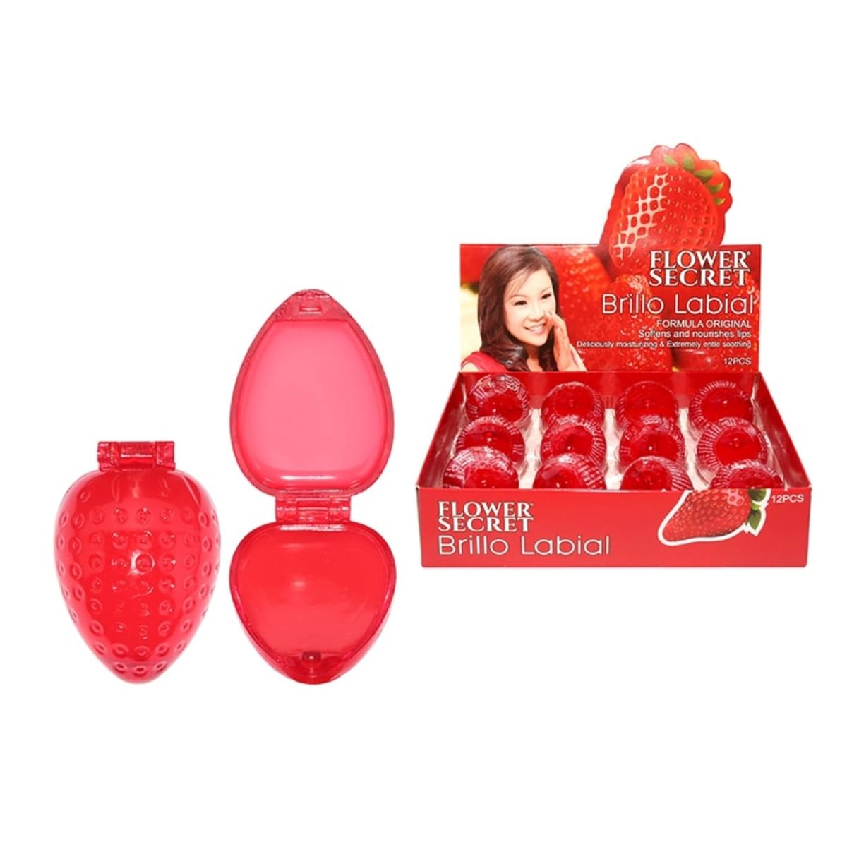 FLOWER SECRET - Frutillita Brillo Mas Bálsamo 2 En 1 (Caja De Doce Unidades)