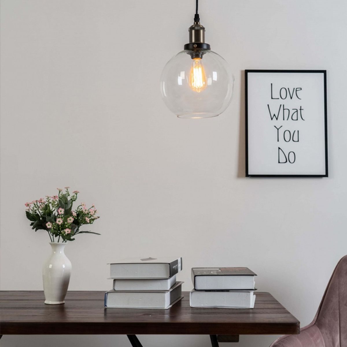 TEMPORA - Lámpara colgante vintage vidrio bronce