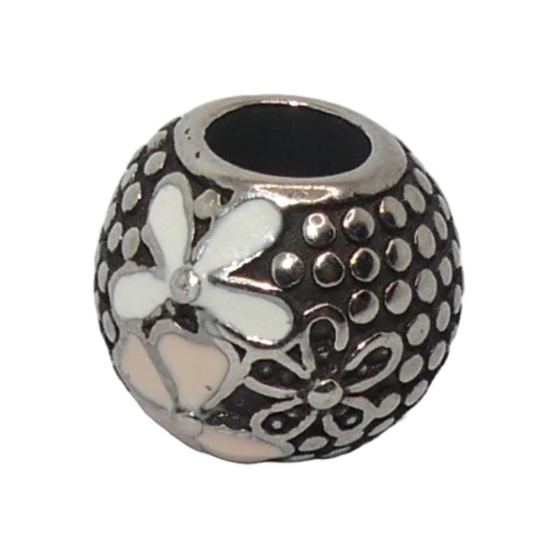 GENERICO - Charm de Acero Inoxidable Envejecido con Flores