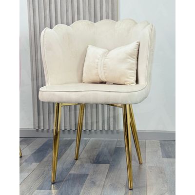 Imagen 2 del producto Sitial Fancy terciopelo base Dorada - Beige