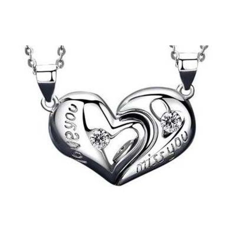 GENERICO - Collar parejas corazón con imán Plata 925