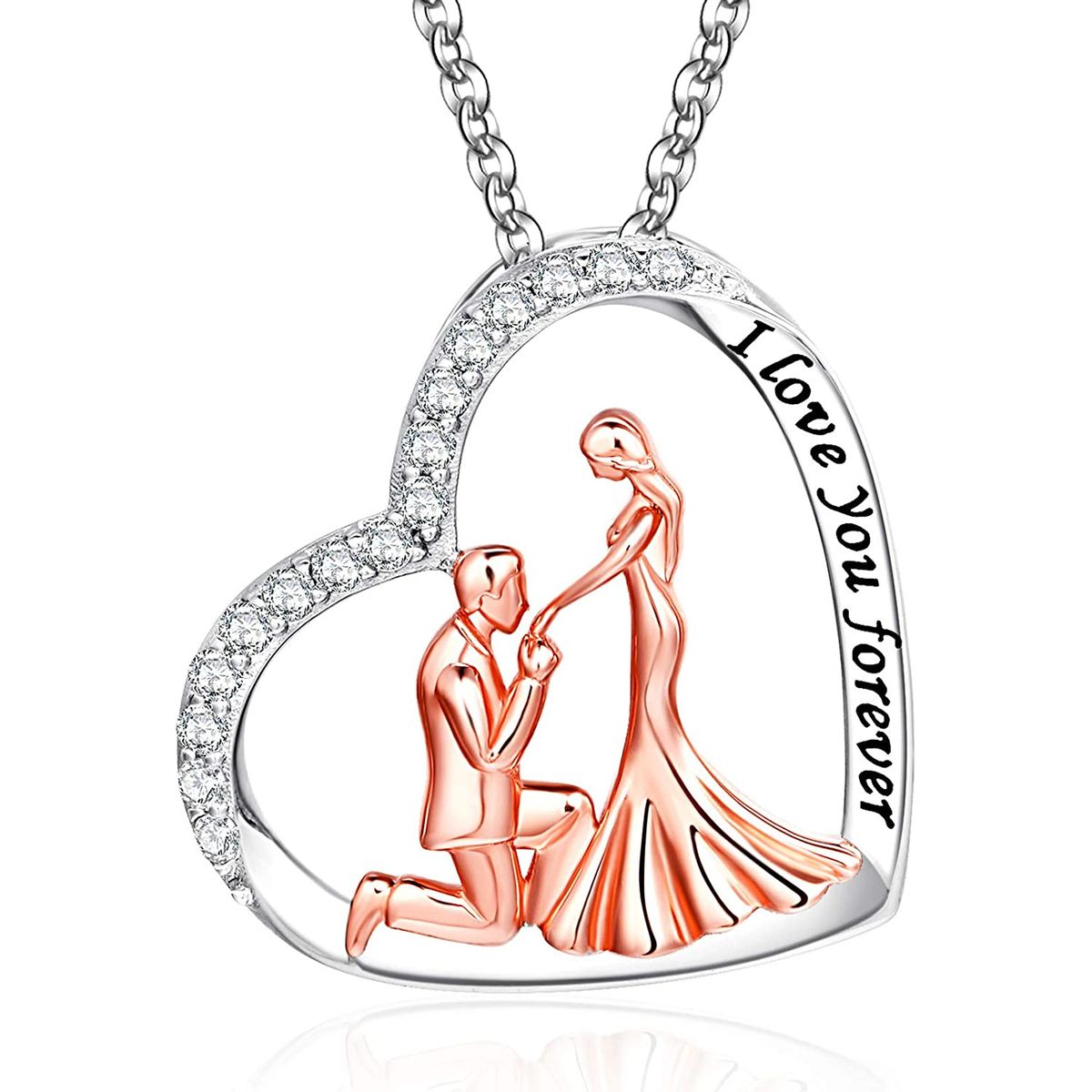 GENERICO - Collar pareja enamorados aniversario plata 925