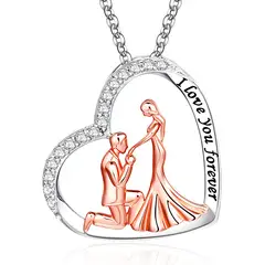 GENERICO - Collar pareja enamorados aniversario plata 925
