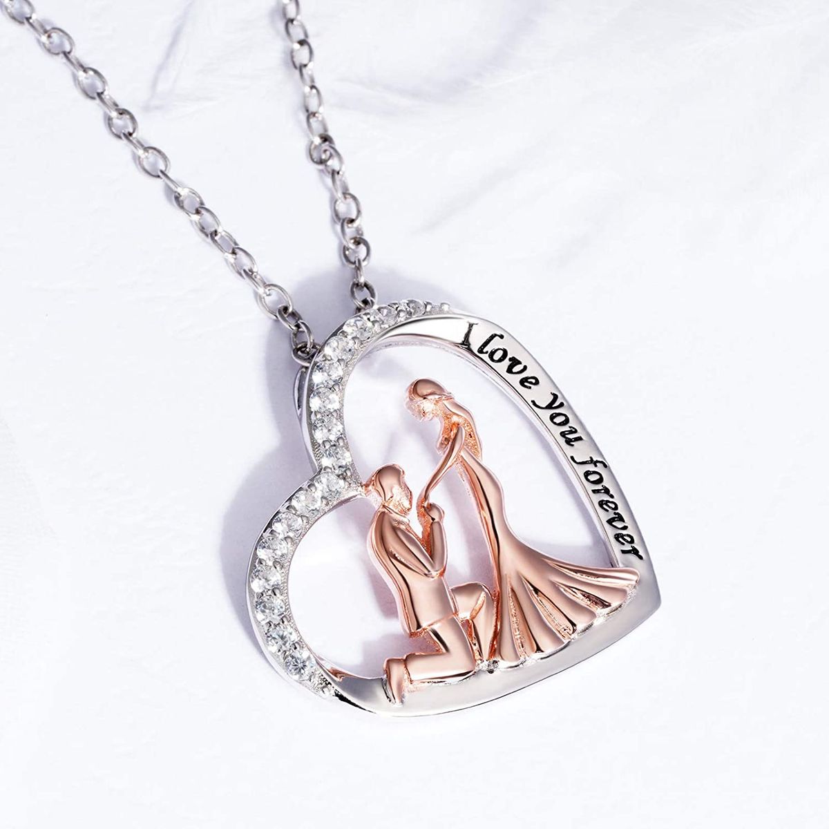 GENERICO - Collar pareja enamorados aniversario plata 925
