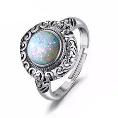 GENERICO - Anillo plata 925 ajustable opalo elegante