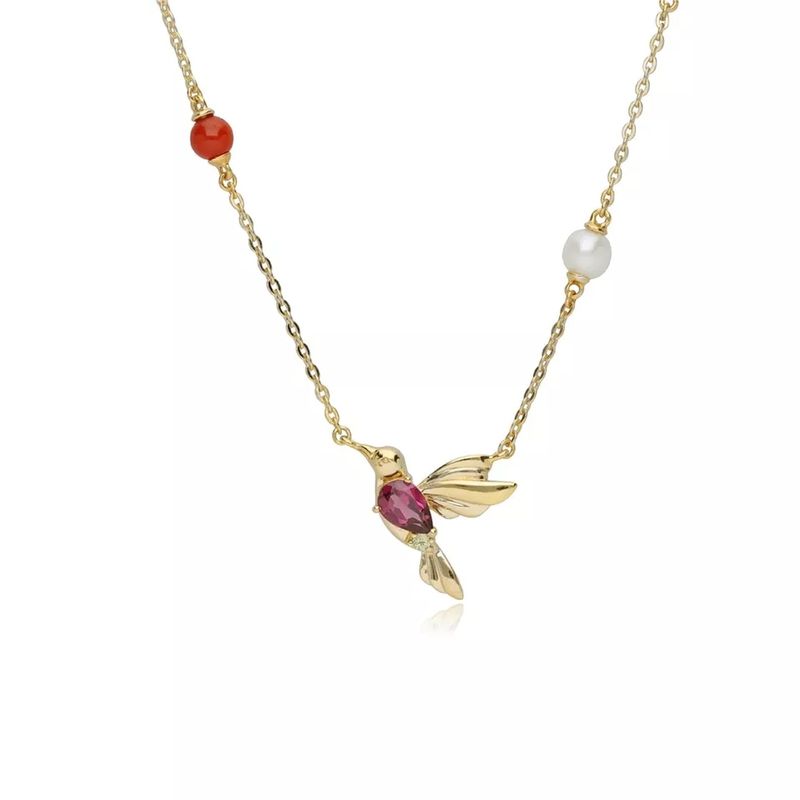 GENERICO - Collar colibri Plata 925 bañado en oro joya mujer