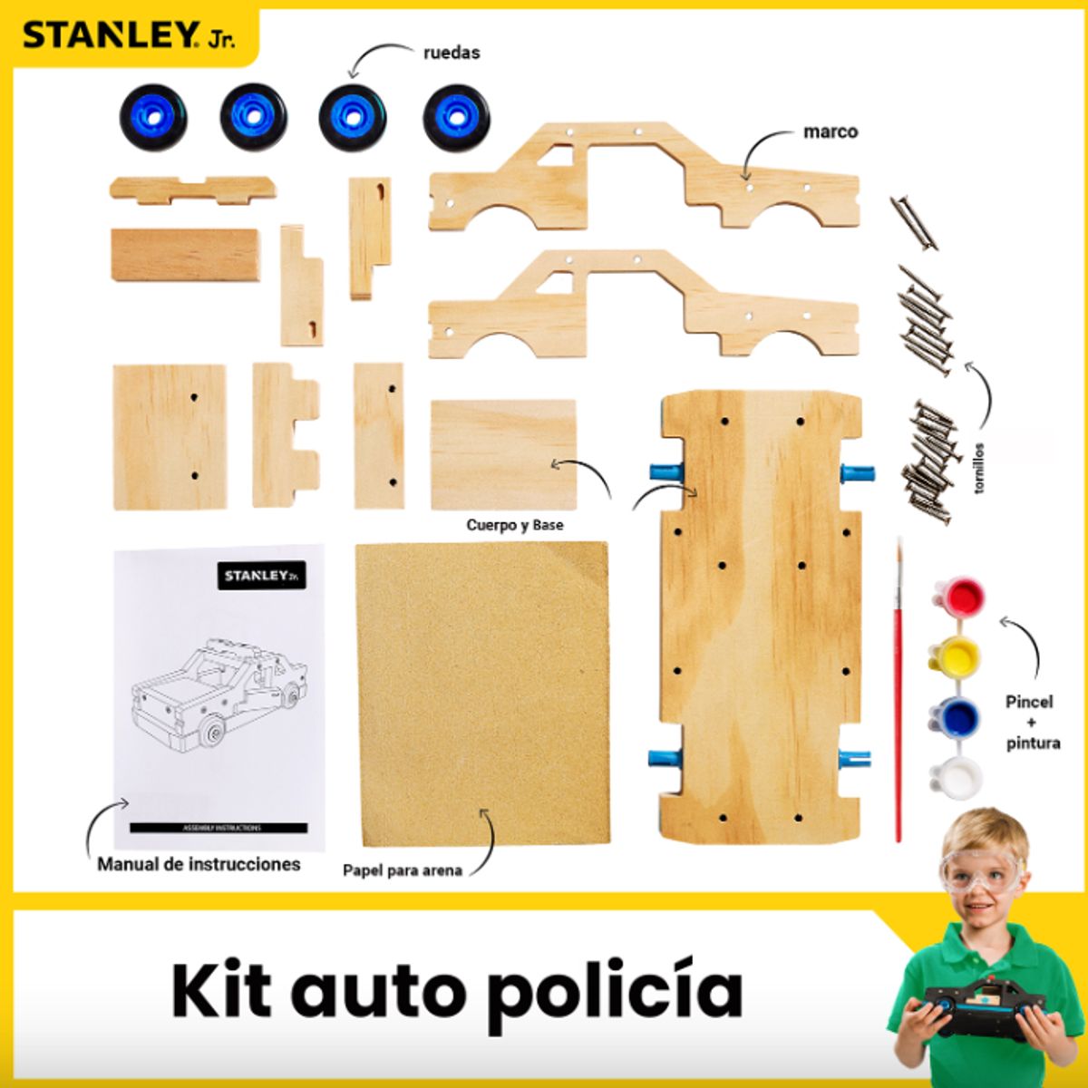 STANLEY JR - Auto policía juguete para armar Infantil Stanley Jr