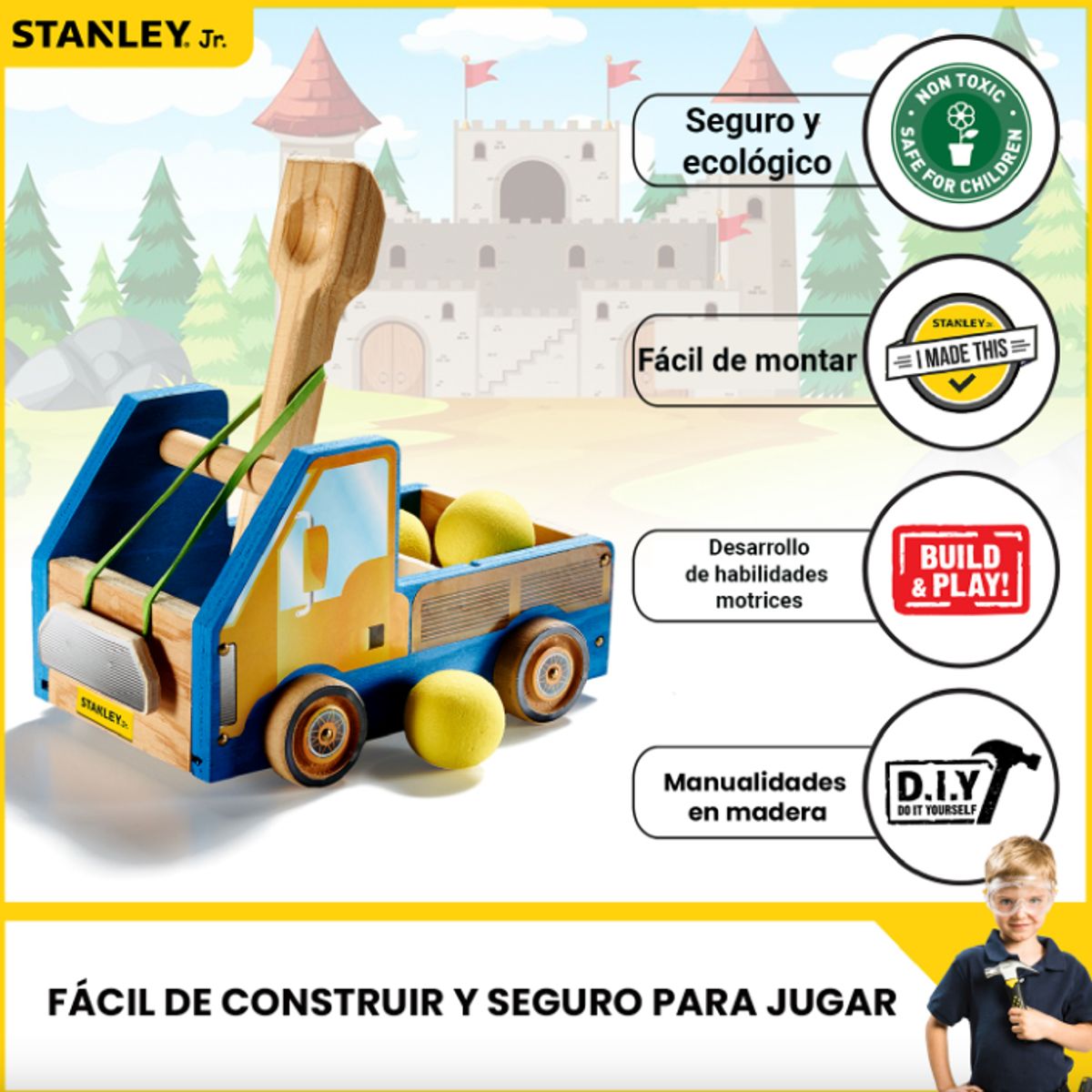STANLEY JR - Kit Camión Catapulta para armar Infantil Stanley Jr