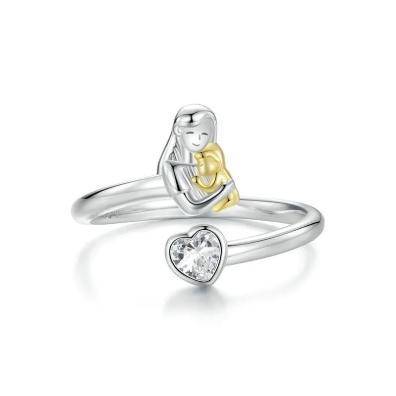 GENERICO - Anillo plata 925 ajustable mamá hijo